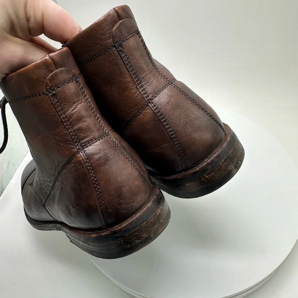 Frye | Sam Mid Lace Up Boots in Brown Leather
